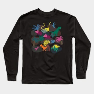 Dinosaur Jungle - Sunshine Brights - cute Dino design by Cecca Designs Long Sleeve T-Shirt